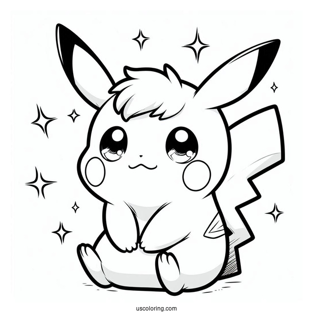 Cute Pikachu Coloring Page For Preschoolers