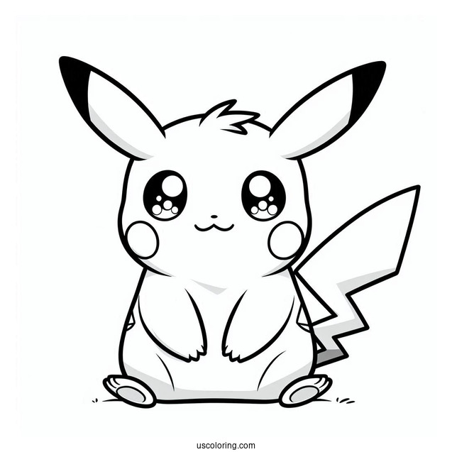 Cute Pikachu Coloring Page For Preschoolers
