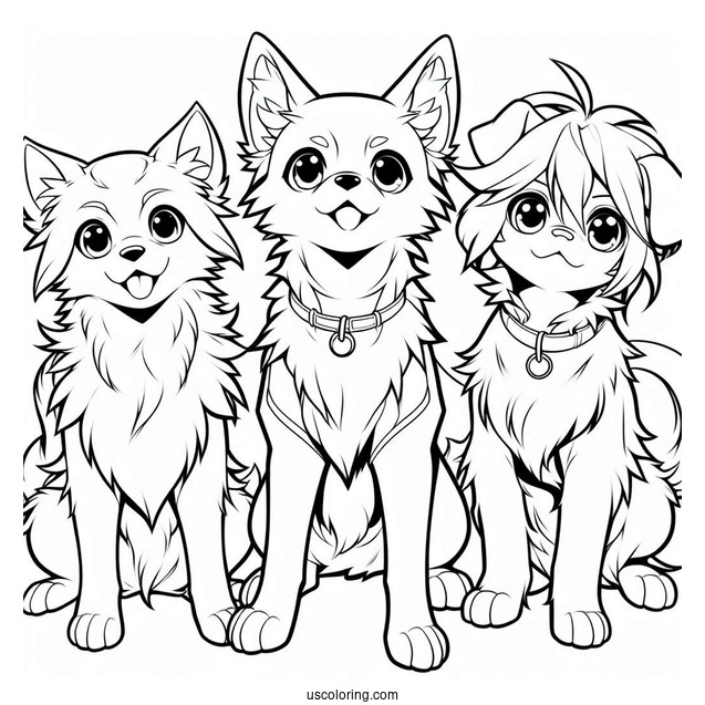Easy Manga Dogs Anime Outline To Color