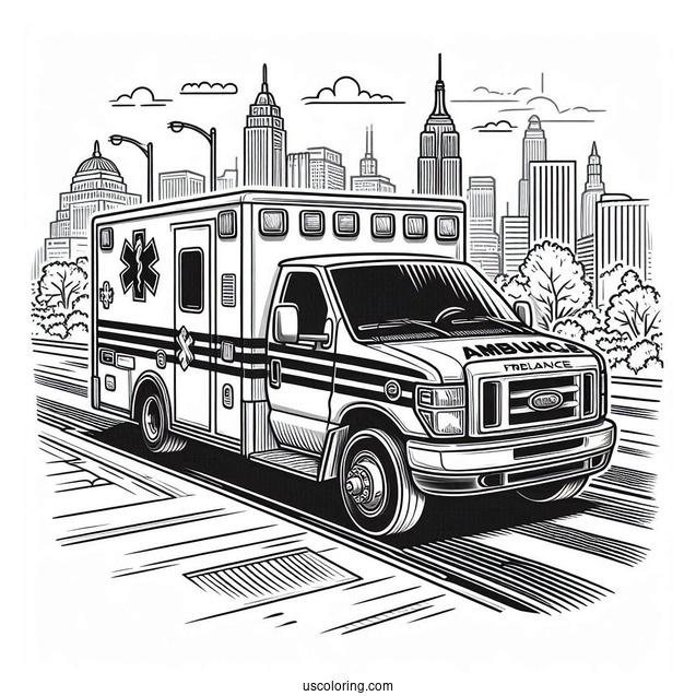 FDNY Ambulance Coloring Page On The Road