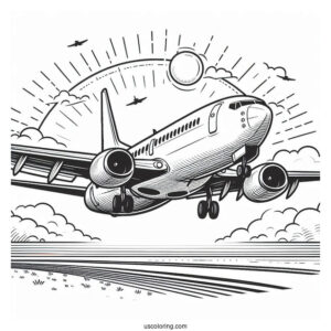 Boeing 737 Coming In For Landing Coloring Page
