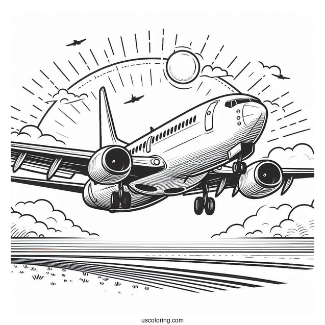 Boeing 737 Coming In For Landing Coloring Page