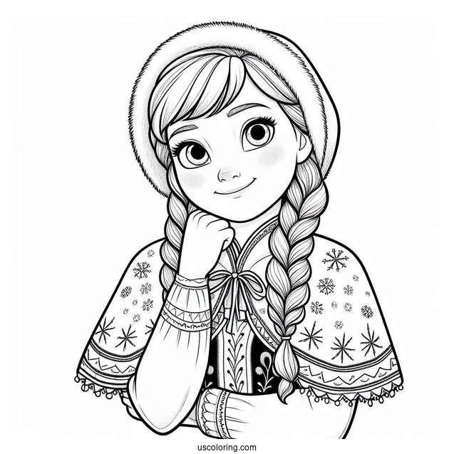 Detailed Anna In Winter Coloring Page