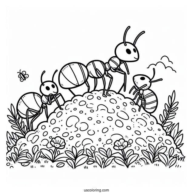 Ant Coloring Page Creating A Hill