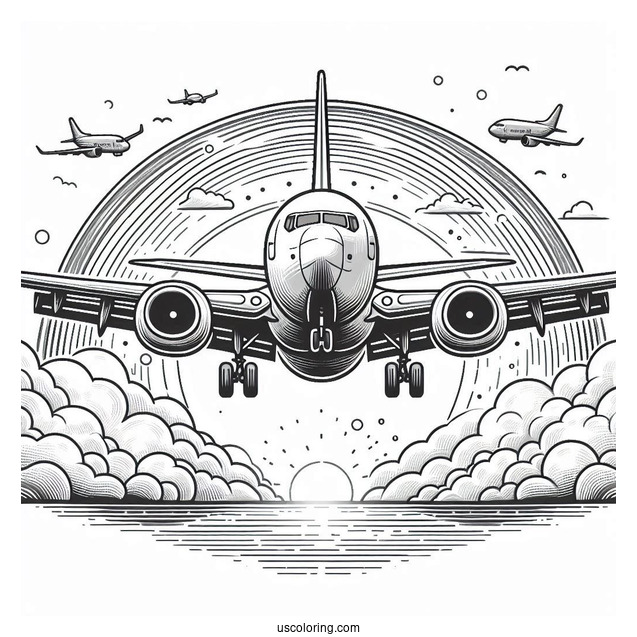 Boeing 737 Coming In For Landing Coloring Page