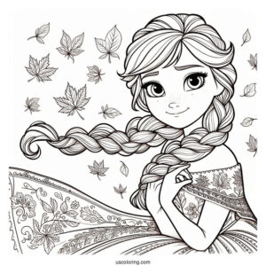 Frozen Anna Surrounded By Fall Leaves