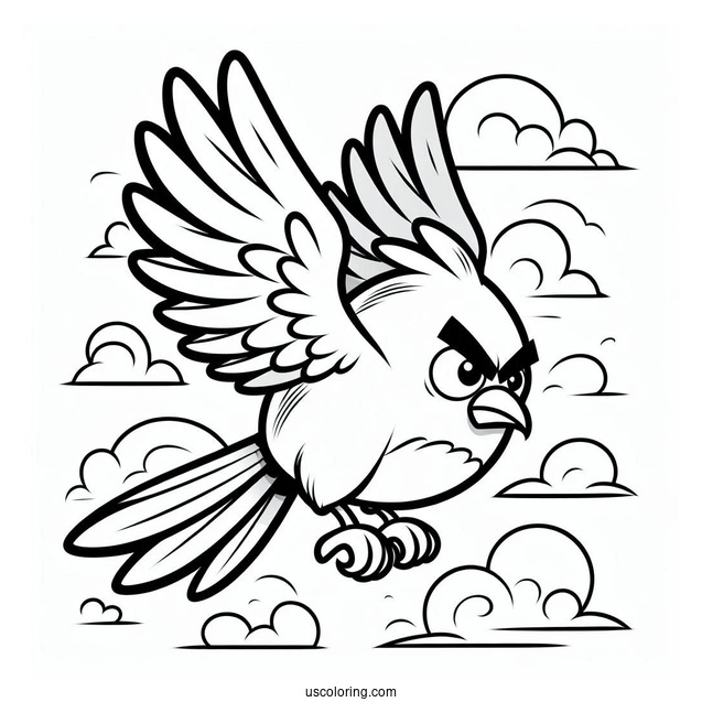Blue Angry Bird In The Sky Coloring In