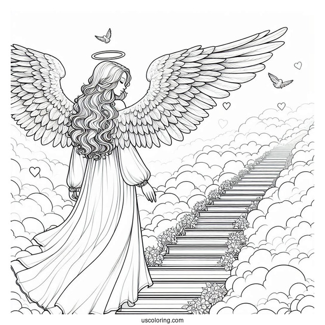 Preying Angel On Stairway To Heaven To Color