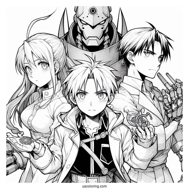 Detailed Fullmetal Alchemist Anime Coloring Page