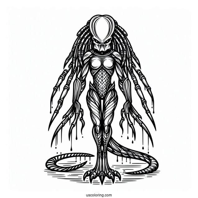 Predator Alien Coloring Page For Adults