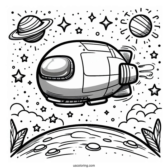 Among Us the Airship Coloring Sheet