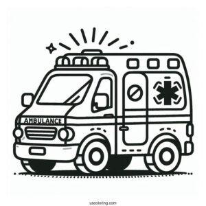 Easy Ambulance Coloring Page Outline For Preschoolers