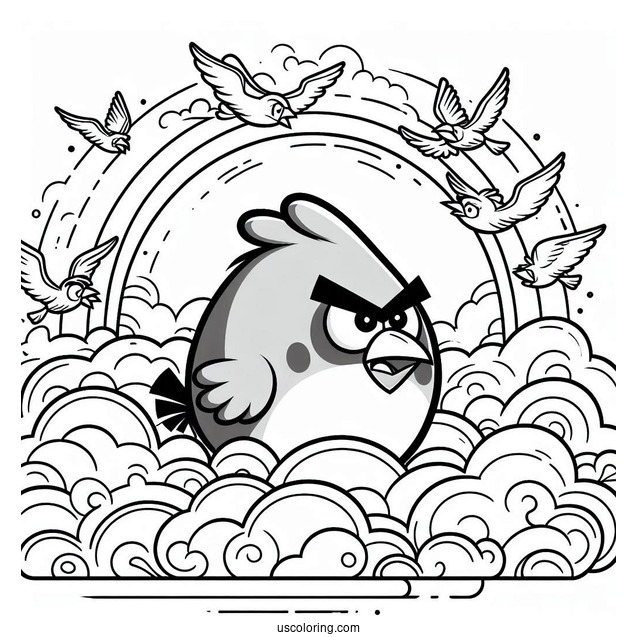 Angry Birds Red In The Clouds Coloring Sheet