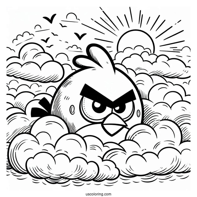 Angry Birds Red In The Clouds Coloring Sheet