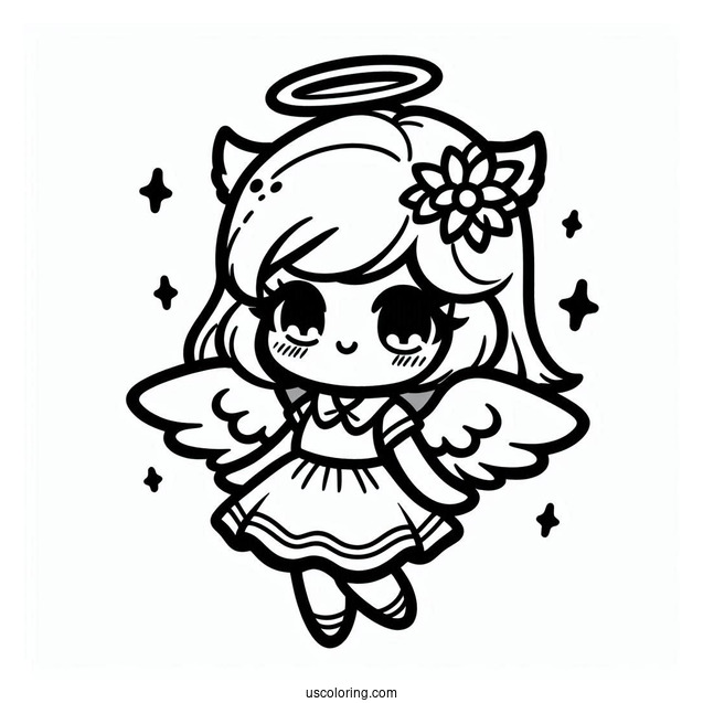 Cute Kawaii Angel To Color