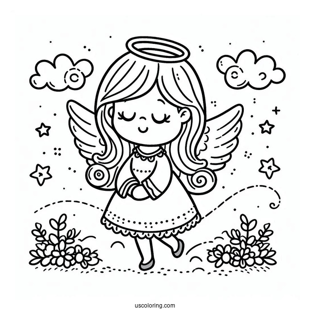 Coloring Page Of An Angel For Preschoolers