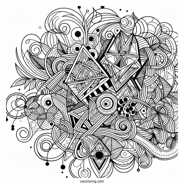 Complex Geometric Abstract Coloring Page