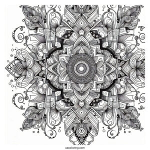 Complex Geometric Abstract Coloring Page