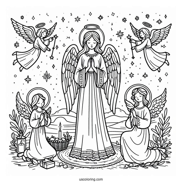 Nativity Angel Coloring Page