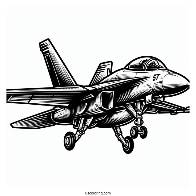 Fighter Jet Coloring Sheet For Kids
