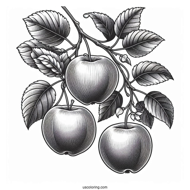 Three Empire Apples Hanging From Tree