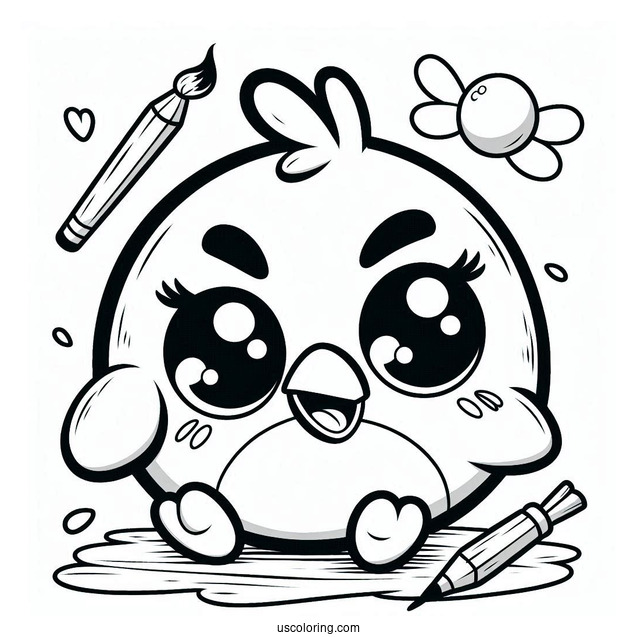 Coloring Page Of Kawaii Angry Birds Blues