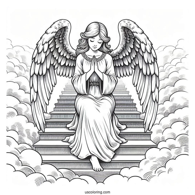 Preying Angel On Stairway To Heaven To Color