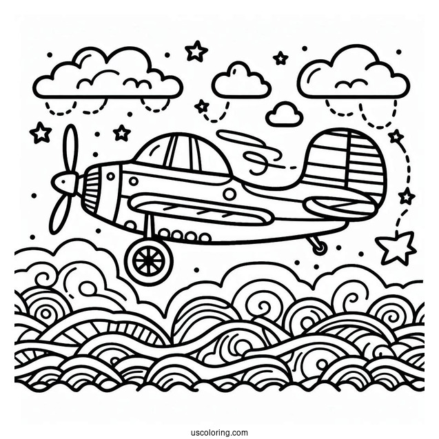 Easy Outline Of Plane To Color For Preschoolers