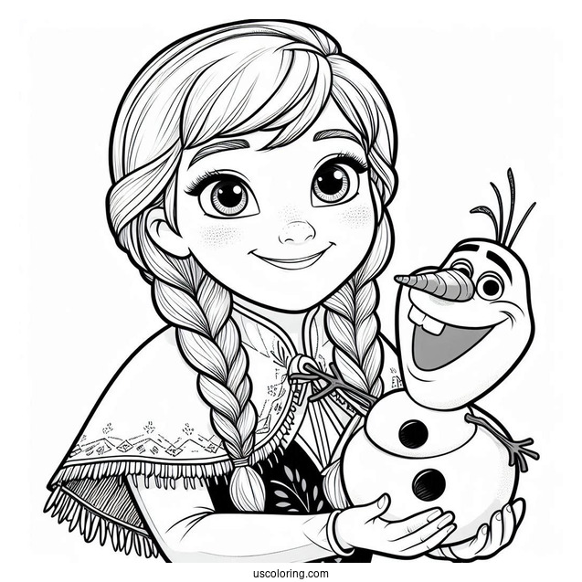 Smiling Anna Holding Snowball With Olaf
