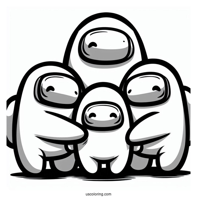 Cute Among Us Crewmates Huddle