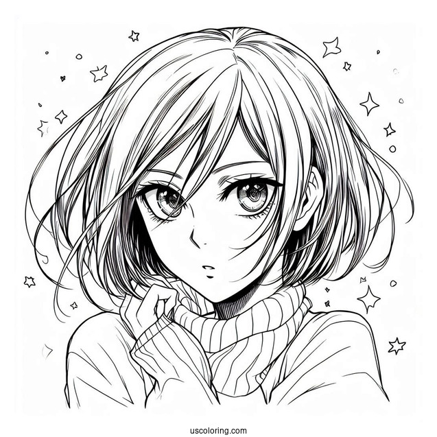 Mikasa Ackerman From Attack On Titan Coloring Sheet