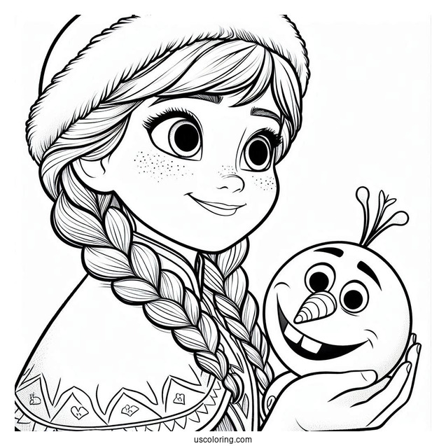 Smiling Anna Holding Snowball With Olaf