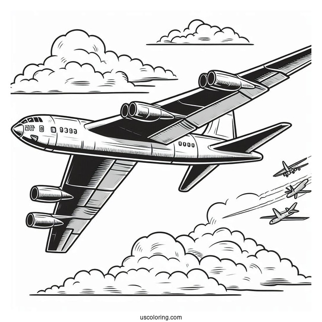 B52 Plane Flying In The Clouds