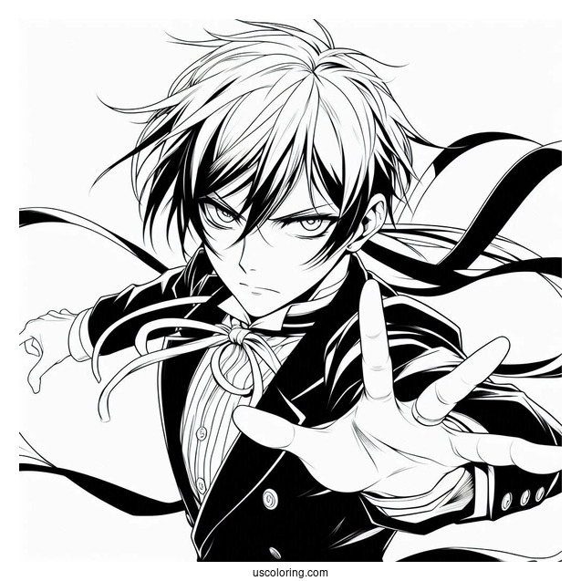 Black Butler Anime Sebastian Fighting Coloring In