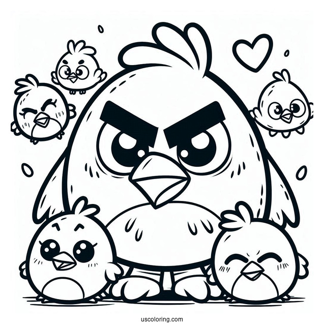 Coloring Page Of Kawaii Angry Birds Blues