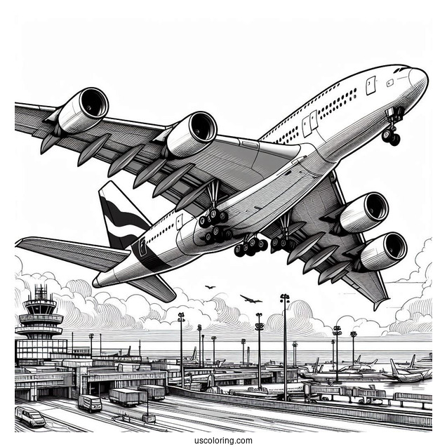 Boeing A380 Plane Taking Off From Airport