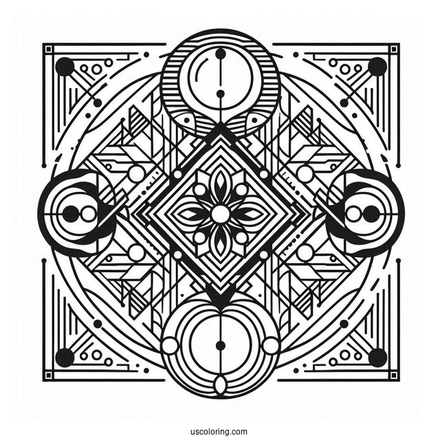 Easy Geometric Abstract Coloring Page For Kids