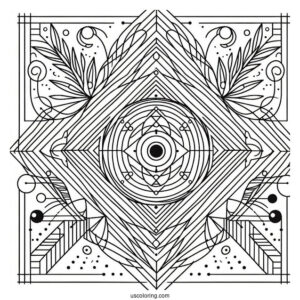 Easy Geometric Abstract Coloring Page For Kids