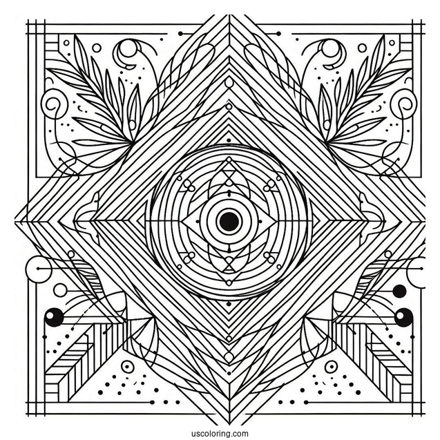 Easy Geometric Abstract Coloring Page For Kids