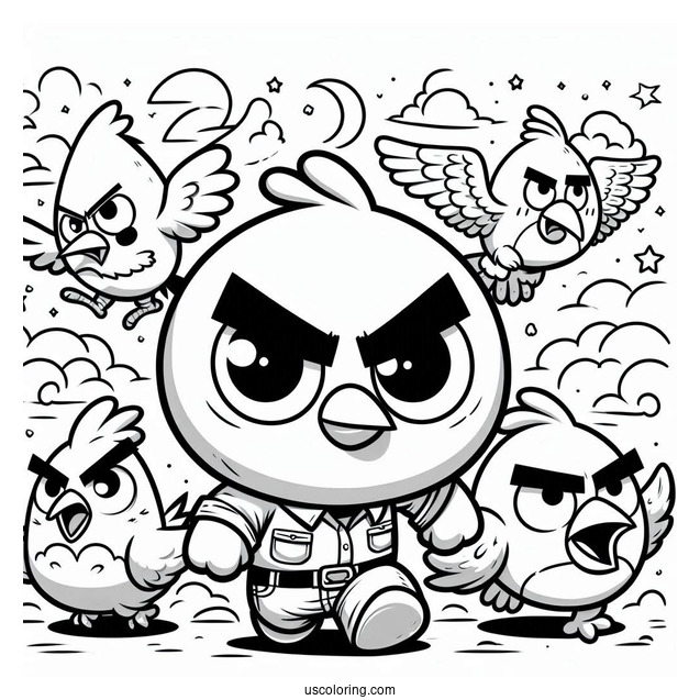 Chibi Chuck Angry Birds Coloring In