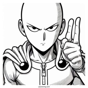Easy One Punch Man Saitama Coloring In For Kids