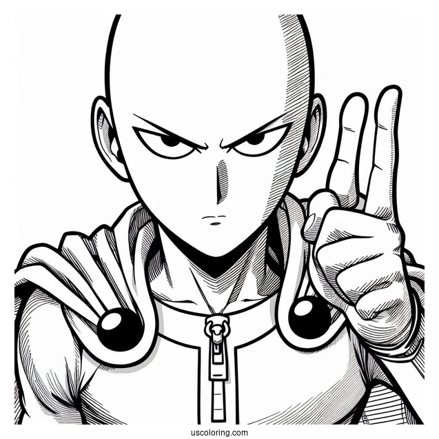 Easy One Punch Man Saitama Coloring In For Kids