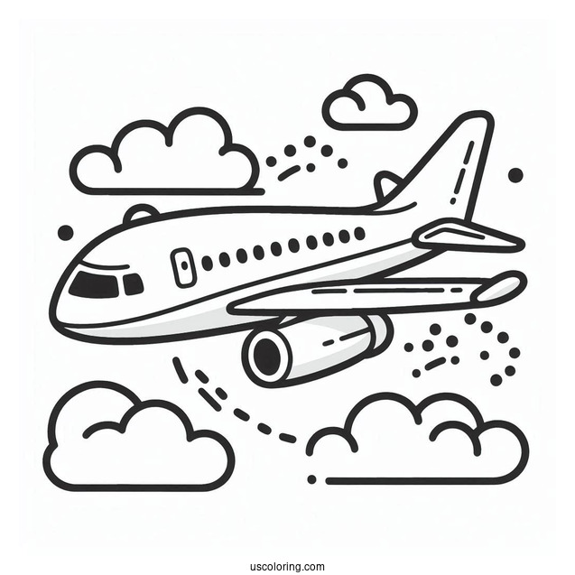 Easy Outline Of Plane To Color For Preschoolers