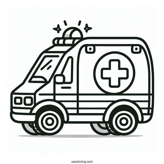 Easy Ambulance Coloring Page Outline For Preschoolers