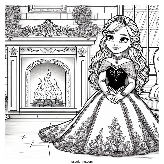 Queen Anna In Front Of Fireplace