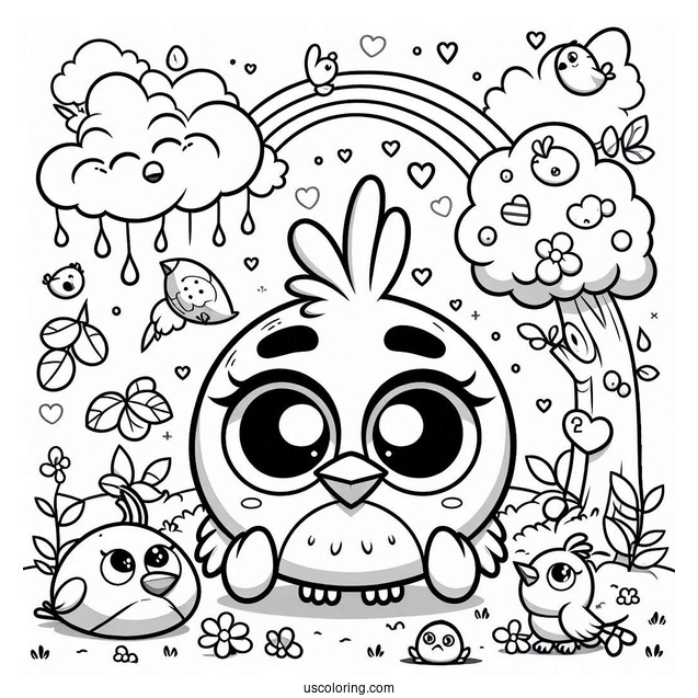 Coloring Page Of Kawaii Angry Birds Blues