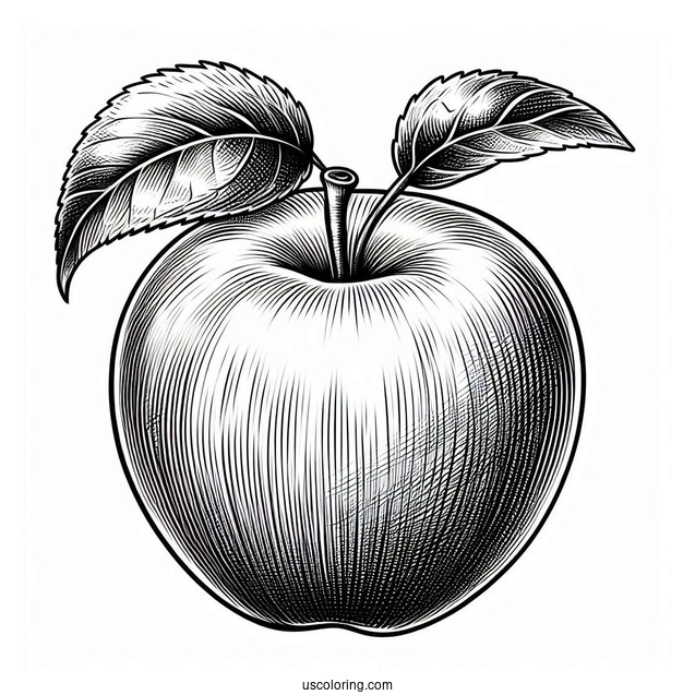 Sketch Of An Apple Coloring Page