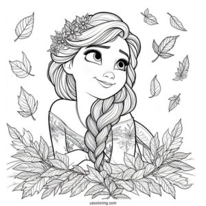 Frozen Anna Surrounded By Fall Leaves