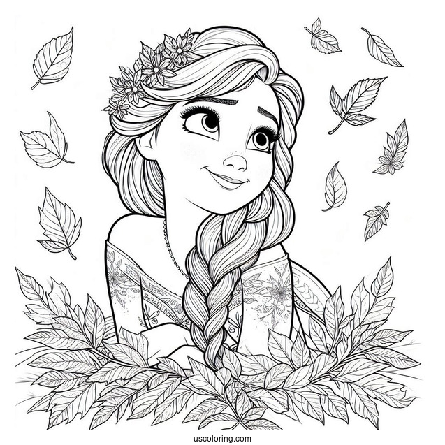 Frozen Anna Surrounded By Fall Leaves