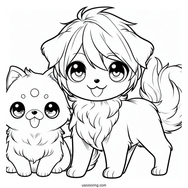 Easy Manga Dogs Anime Outline To Color
